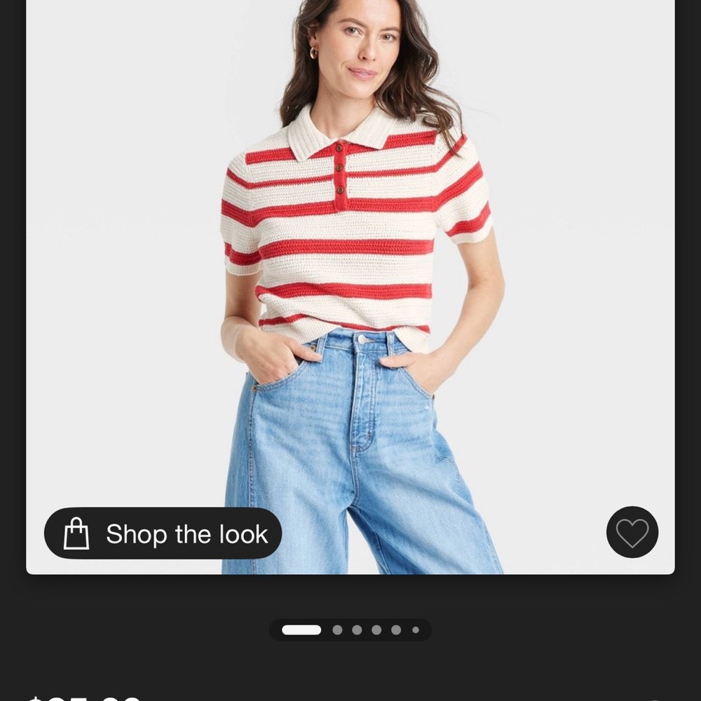 Red and White Striped Polo Shirt